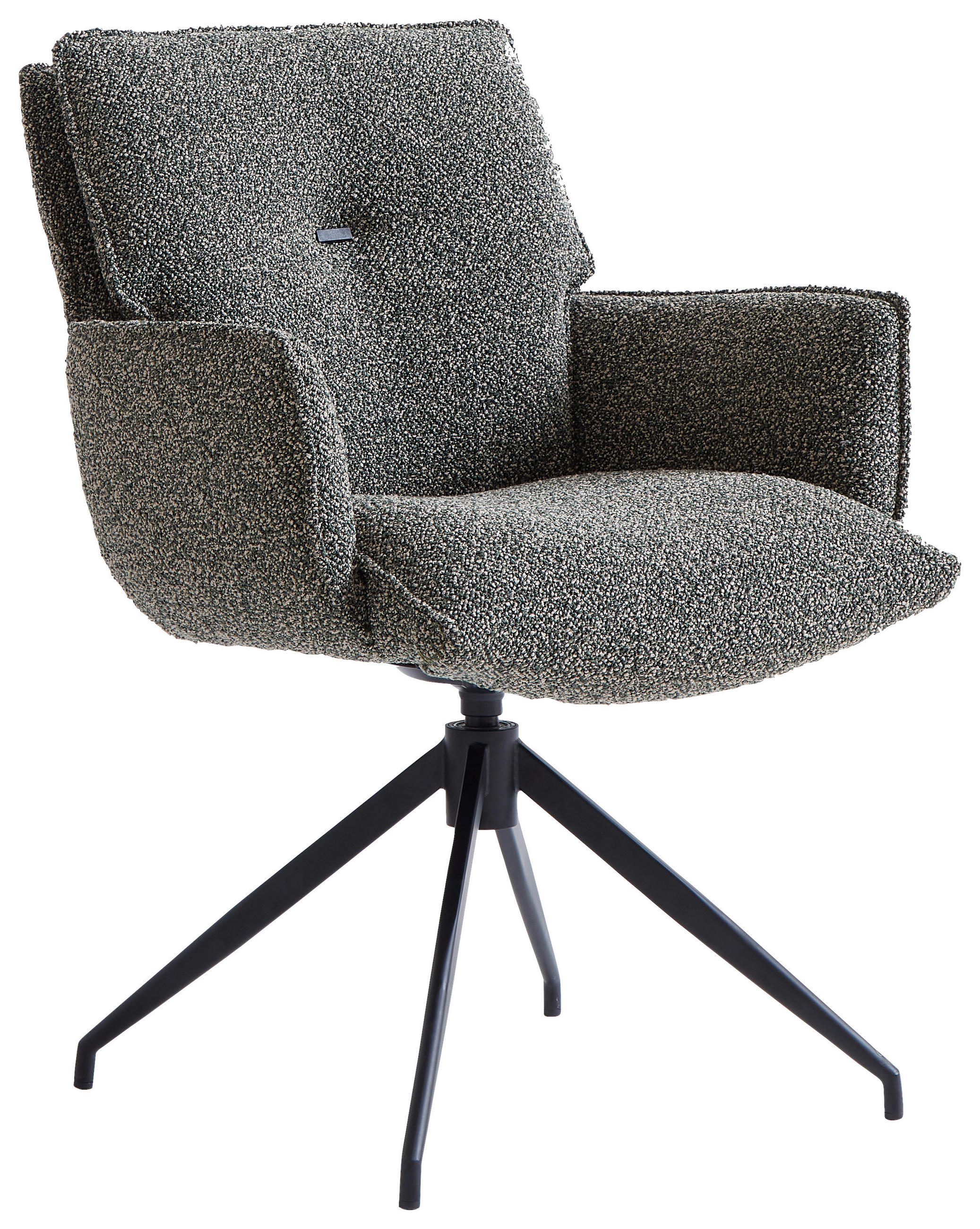 ARMLEHNSTUHL  in Eisen Webstoff  - Dunkelgrün/Schwarz, Design, Textil/Metall (66/89/69cm) - Novel