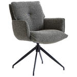 ARMLEHNSTUHL  Sitzfläche 360° drehbar, automatische Rückholfunktion Webstoff  - Dunkelgrün/Schwarz, Design, Textil/Metall (66/89/69cm) - Novel