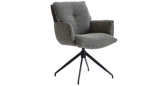 ARMLEHNSTUHL  Sitzfläche 360° drehbar, automatische Rückholfunktion Webstoff  - Dunkelgrün/Schwarz, Design, Textil/Metall (66/89/69cm) - Novel