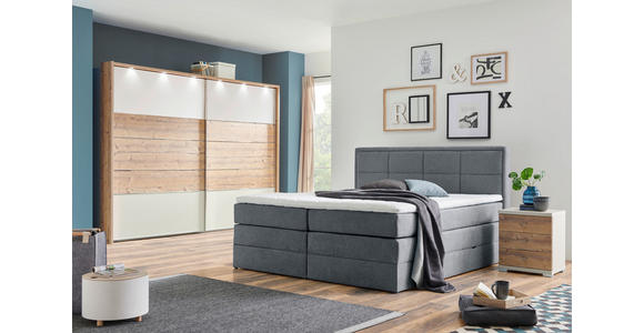 BOXSPRINGBETT 200/200 cm  in Blau, Grau  - Blau/Schwarz, KONVENTIONELL, Kunststoff/Textil (200/200cm) - Esposa