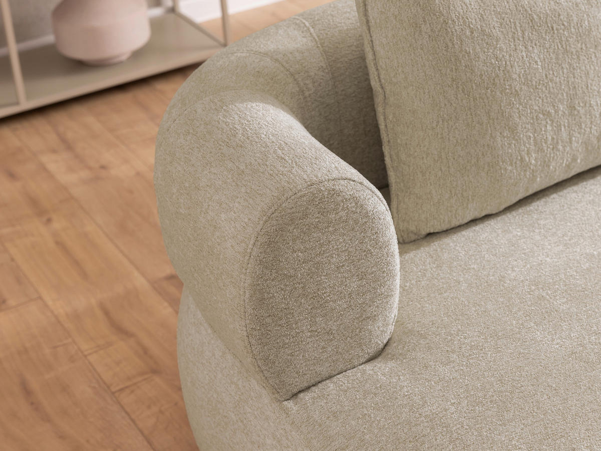 3-SITZER-SOFA Chenille Beige  - Beige/Schwarz, Design, Kunststoff/Textil (200/76/96cm) - Livetastic