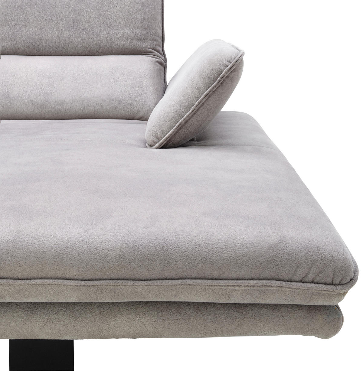 ECKSOFA Grau Mikrofaser  - Schwarz/Grau, Design, Textil/Metall (291/164cm) - Chilliano