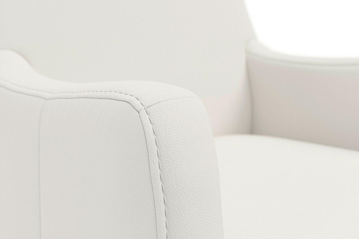 KRESLO, koža, biela - biela/farba duba, Basics, koža/drevo (70/93/75cm) - Sit & More