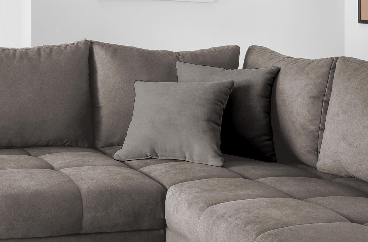 ECKSCHLAFSOFA in Graubraun Textil   - Graubraun/Silberfarben, Design, Holz/Textil (298/202cm) - MID.YOU