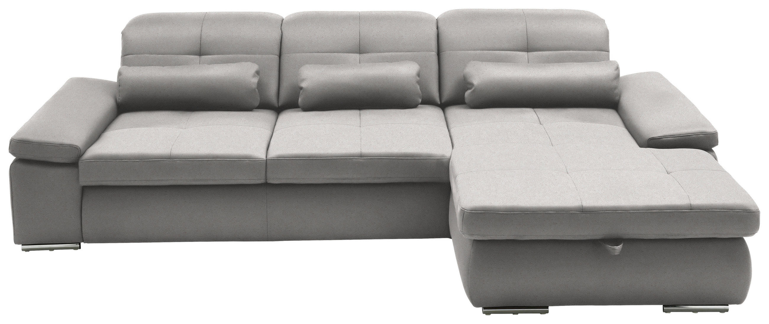 ECKSOFA Flachgewebe Silberfarben  - Chromfarben/Silberfarben, Design, Textil (309/195cm) - Beldomo Style