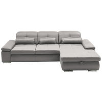 ECKSOFA Flachgewebe Silberfarben  - Chromfarben/Silberfarben, Design, Textil (309/195cm) - Beldomo Style