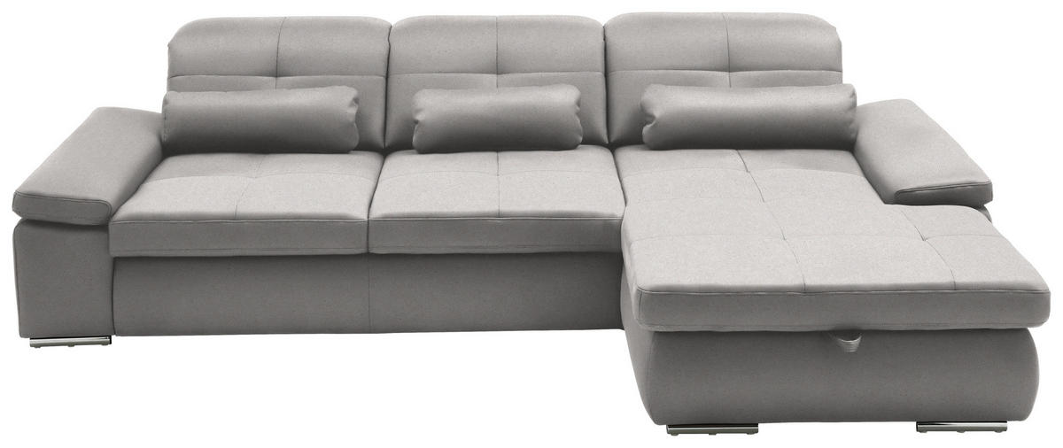 ECKSOFA Flachgewebe Silberfarben  - Chromfarben/Silberfarben, Design, Textil (309/195cm) - Beldomo Style