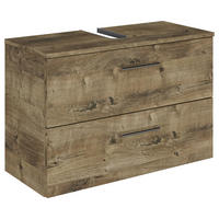 WASCHBECKENUNTERSCHRANK 75/49,8/33,3 cm  - Eiche dunkel/Chromfarben, KONVENTIONELL, Holzwerkstoff/Metall (75/49,8/33,3cm) - Sadena