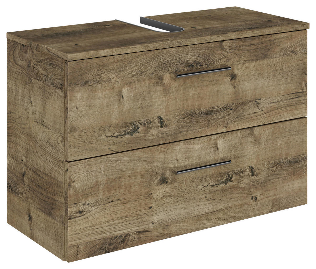 WASCHBECKENUNTERSCHRANK 75/49,8/33,3 cm  - Eiche dunkel/Chromfarben, KONVENTIONELL, Holzwerkstoff/Metall (75/49,8/33,3cm) - Sadena