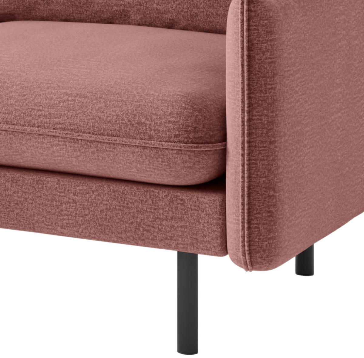 ECKSOFA in Flachgewebe Altrosa  - Altrosa/Schwarz, Design, Textil/Metall (204/267cm) - Livetastic