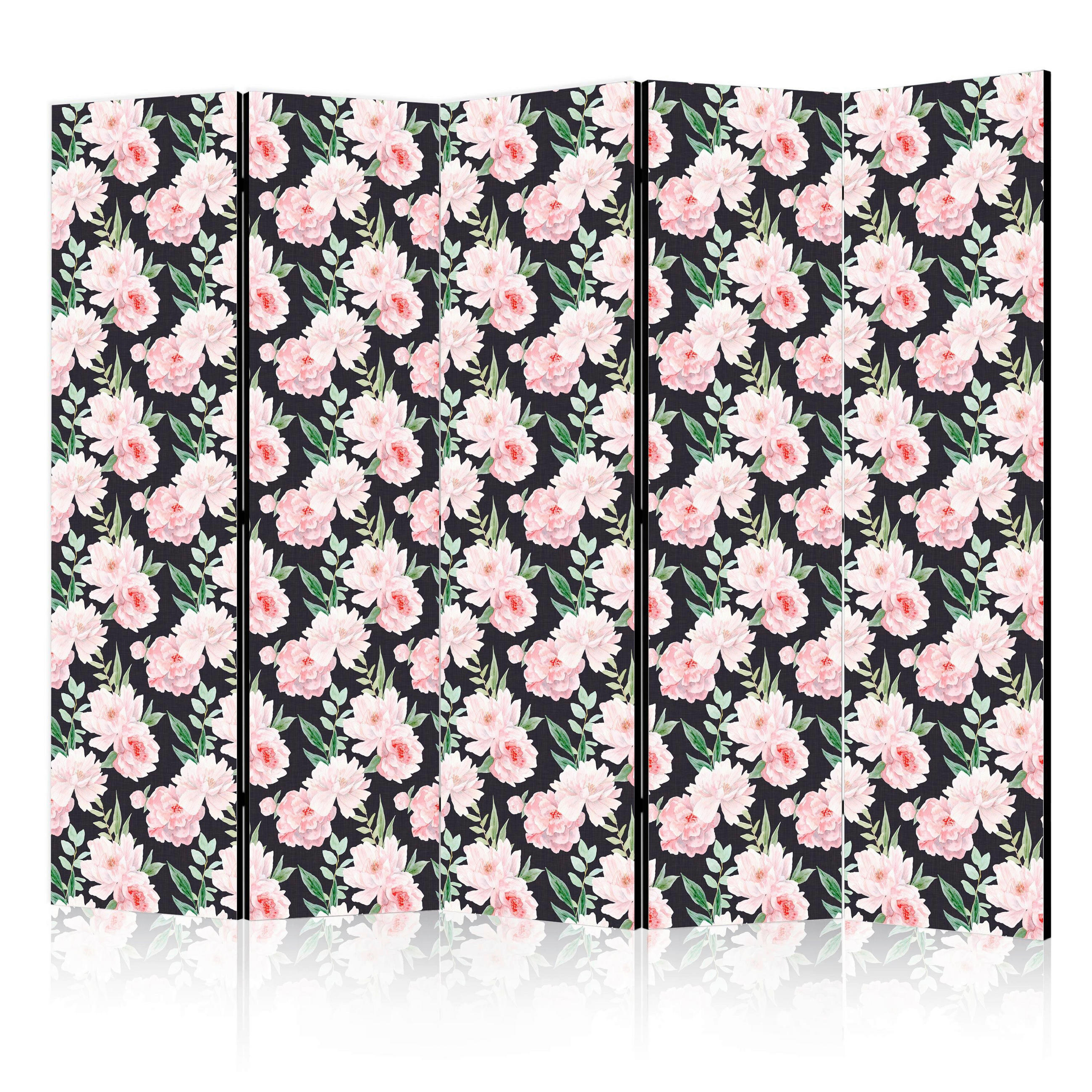 PARAVENT mit 5  Flügel - Pink/Schwarz, Basics, Textil (225/172/3cm) - artgeist