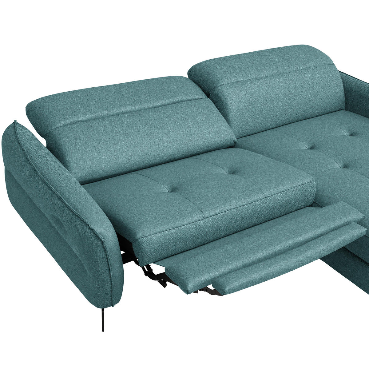 ECKSOFA Flachgewebe Petrol  - Petrol/Schwarz, Design, Textil/Metall (246/175cm) - Celina