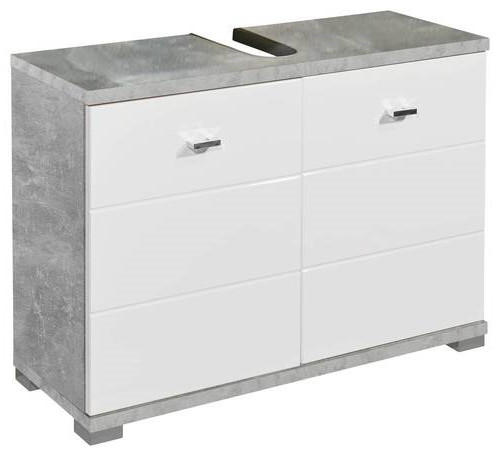 WASCHBECKENUNTERSCHRANK 80/57/31 cm  - Chromfarben/Weiß Hochglanz, KONVENTIONELL, Holzwerkstoff/Kunststoff (80/57/31cm) - Livetastic