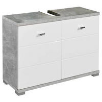 WASCHBECKENUNTERSCHRANK 80/57/31 cm  - Chromfarben/Weiß Hochglanz, KONVENTIONELL, Holzwerkstoff/Kunststoff (80/57/31cm) - Livetastic