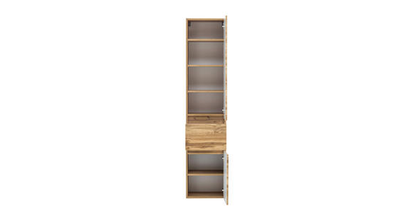 HOCHSCHRANK 40/180/35 cm - Eiche Wotan/Silberfarben, Natur, Holzwerkstoff/Kunststoff (40/180/35cm) - Xora