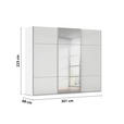 SCHWEBETÜRENSCHRANK 301/223/68 cm 3-türig Weiß  - Alufarben/Weiß, KONVENTIONELL, Glas/Holzwerkstoff (301/223/68cm) - Novel