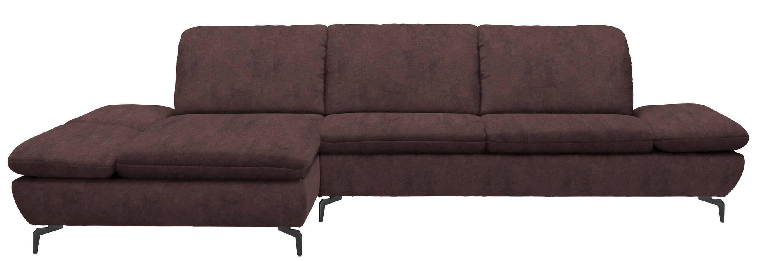 ECKSOFA in Flachgewebe Dunkelbraun  - Dunkelbraun/Schwarz, Design, Textil/Metall (200/315cm) - Chilliano