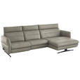 ECKSOFA in Echtleder Hellgrau  300/157 cm  - Hellgrau/Schwarz, Design, Leder/Metall (300/157cm) - Dieter Knoll