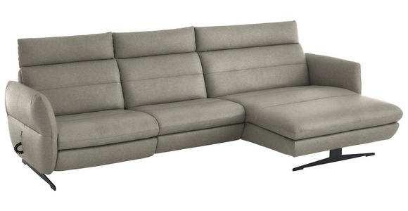 ECKSOFA in Echtleder Hellgrau  300/157 cm  - Hellgrau/Schwarz, Design, Leder/Metall (300/157cm) - Dieter Knoll