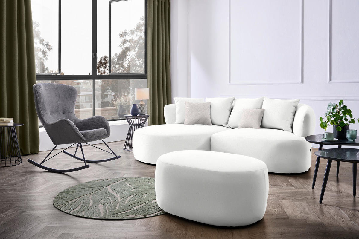 ECKSOFA in Bouclé Creme  166/235 cm  - Hellrosa/Creme, MODERN, Kunststoff/Textil (166/235cm) - Hom`in