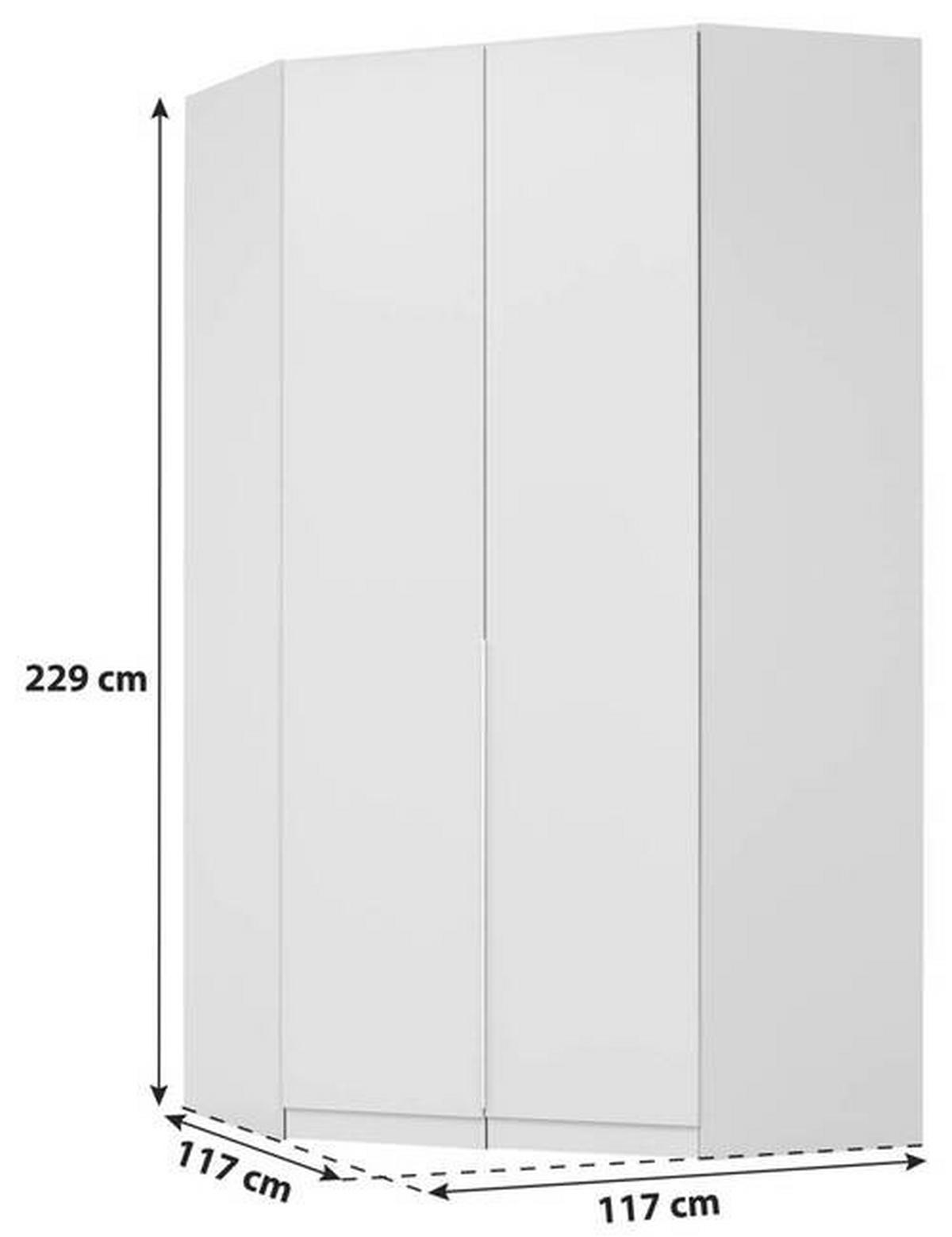 ECKKLEIDERSCHRANK 117/229/117 cm  - Weiss/Alufarben, Modern, Holzwerkstoff (117/229/117cm) - Rauch Möbel