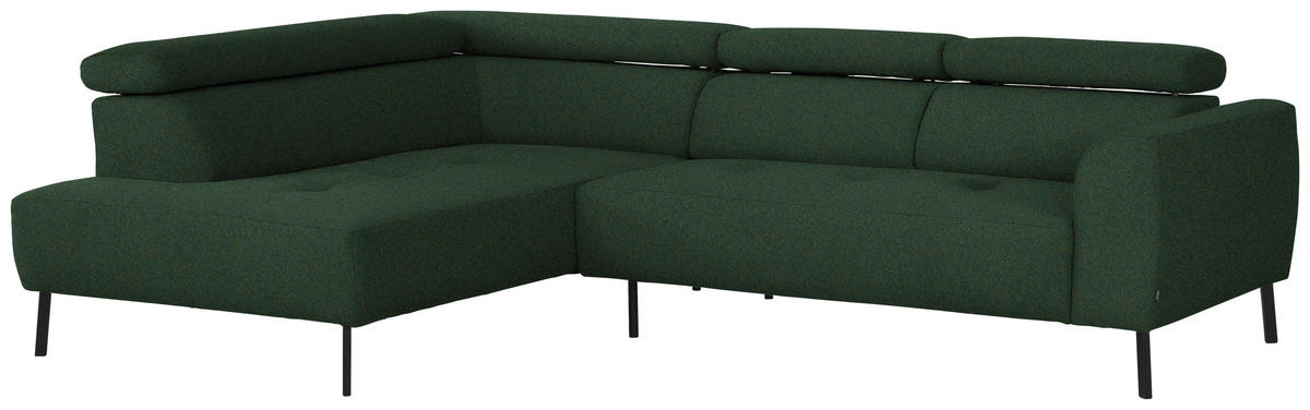ECKSOFA  in Struktur Grün  205/280 cm  - Schwarz/Grün, Design, Textil/Metall (205/280cm) - Xora