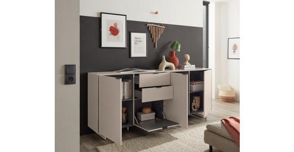 SIDEBOARD Schwarz, Kaschmir  220/89/38 cm  - Kaschmir/Schwarz, MODERN, Holzwerkstoff/Metall (220/89/38cm) - Carryhome