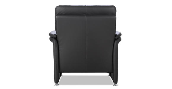 SESSEL Echtleder Schwarz - Silberfarben/Schwarz, KONVENTIONELL, Leder/Metall (85/88/87cm) - Cantus