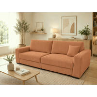 3-SITZER-SOFA  in Cord Terracotta  - Terracotta/Schwarz, Basics, Holz/Holzwerkstoff (250/90/110cm) - MID.YOU