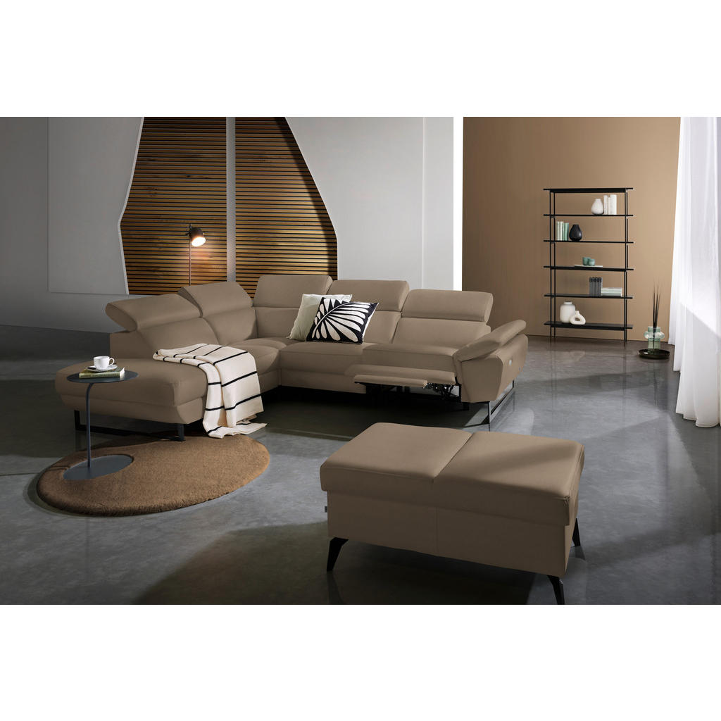Thumbnail - Celina Home Ecksofa, Hellbraun, Leder, Echtleder, Rindleder, Spaltleder, 5-Sitzer, Ottomane links, L-Form, 281x225 cm, M...