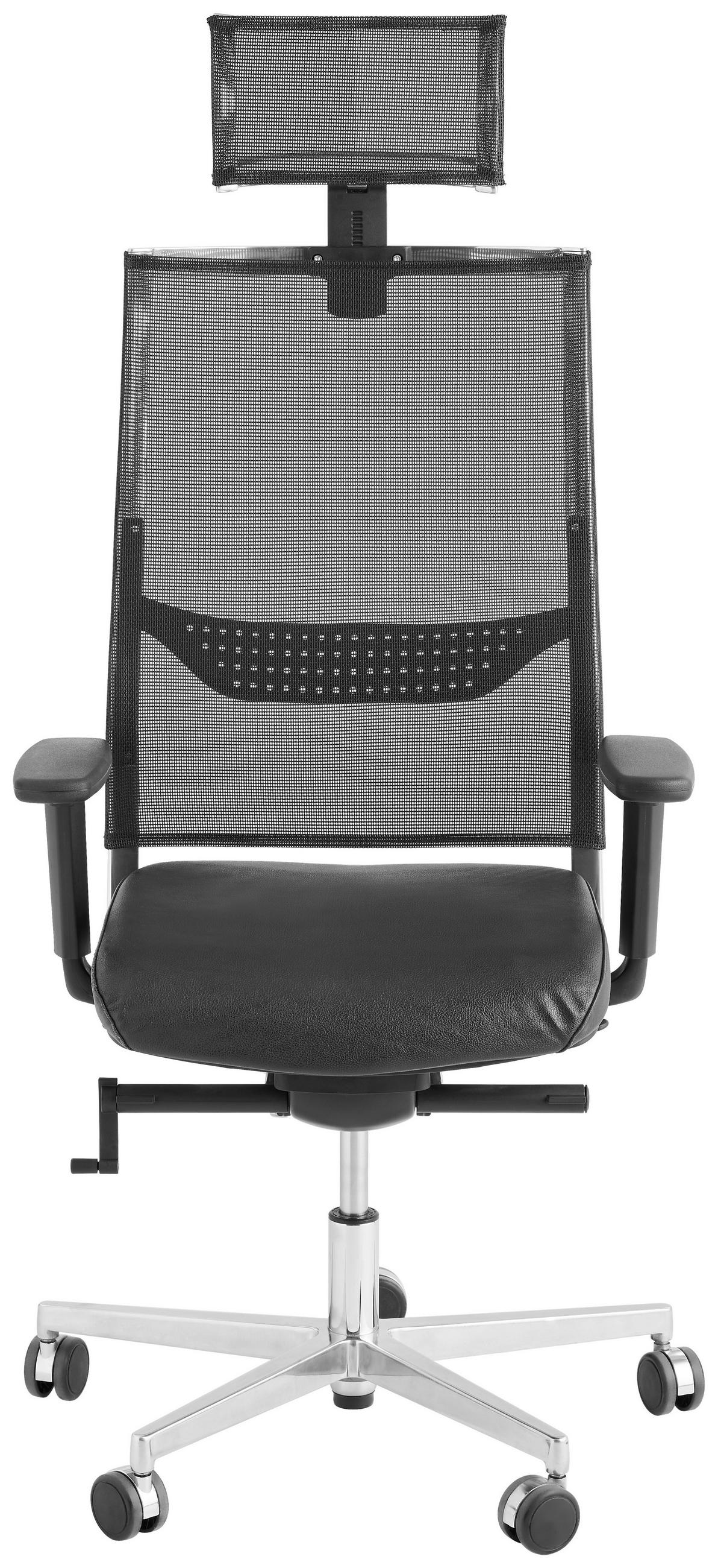 DREHSTUHL Netz Schwarz, Alufarben  - Schwarz/Alufarben, Design, Leder/Textil (48/105-115/55cm) - Topstar