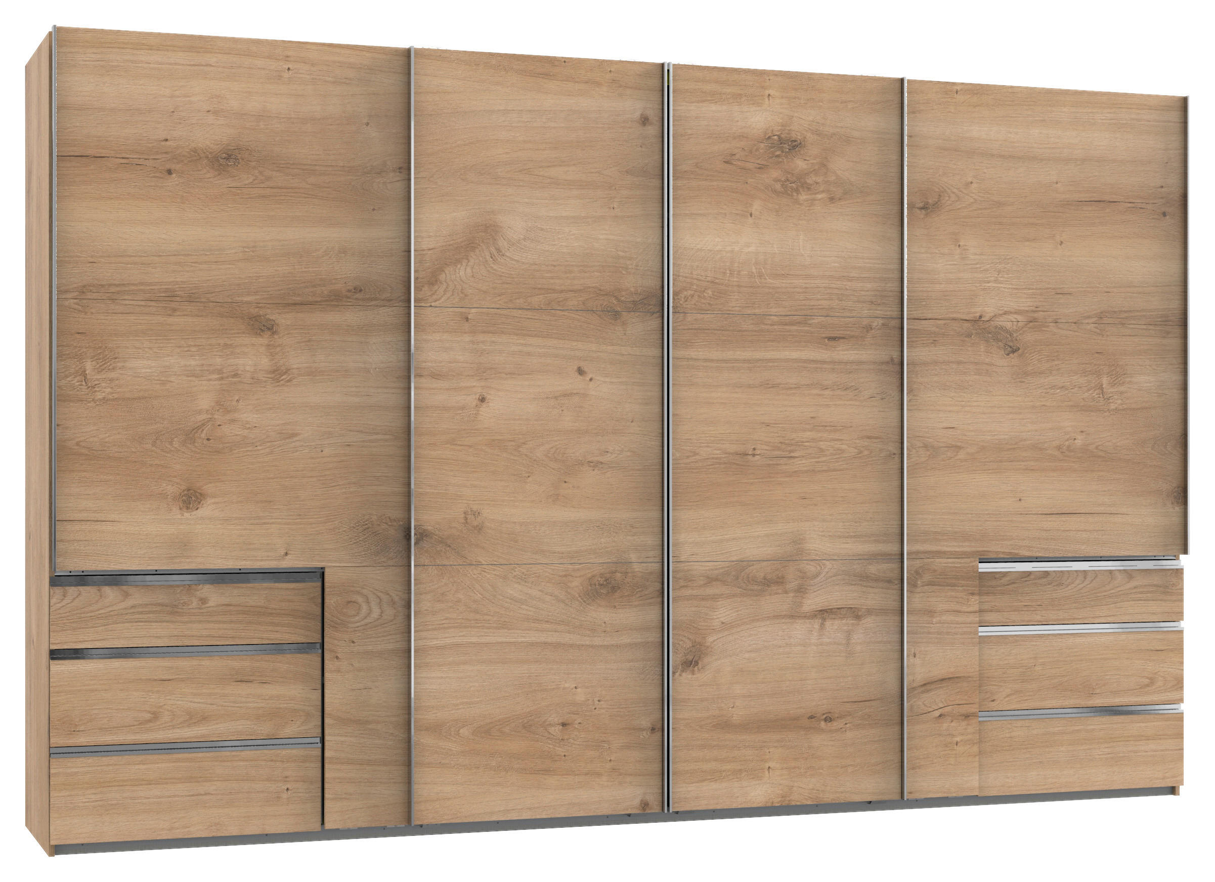SCHWEBETÜRENSCHRANK  in Eichefarben  - Chromfarben/Eichefarben, Basics, Holzwerkstoff/Metall (350,00/216,00/65,00cm) - MID.YOU