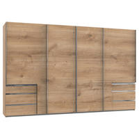 SCHWEBETÜRENSCHRANK 350,00/216,00/65,00 cm Eichefarben  - Chromfarben/Eichefarben, Basics, Holzwerkstoff/Metall (350,00/216,00/65,00cm) - MID.YOU