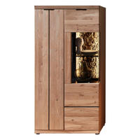 VITRINE in furniert, massiv Wildeiche, Kork Schwarz, Wildeiche  - Wildeiche/Schwarz, Natur, Glas/Holz (75/148/42cm) - Livetastic