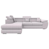 ECKSOFA Hellgrau Struktur  - Chromfarben/Hellgrau, KONVENTIONELL, Kunststoff/Textil (205/282cm) - Carryhome