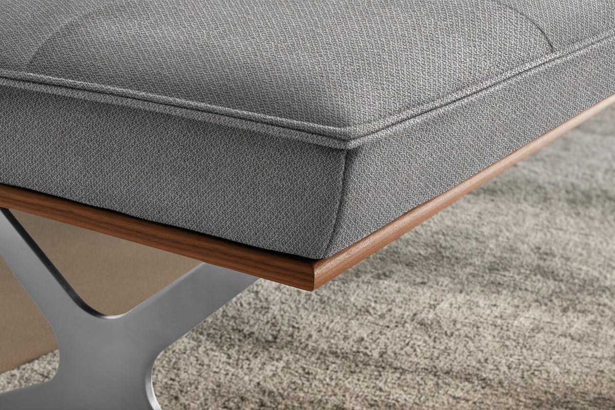 SITZBANK in Holz, Textil Nussbaumfarben, Nickelfarben, Ecru  - Ecru/Edelstahlfarben, Design, Holz/Textil (214/88/66cm) - Koinor