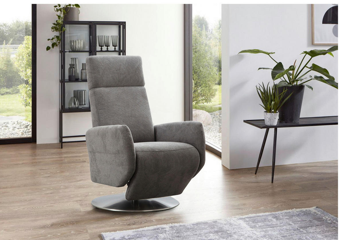RELAXSESSEL KOBRA V Flachgewebe    - Chromfarben/Dunkelbraun, KONVENTIONELL, Textil/Metall (71/110/82cm) - Sit & More