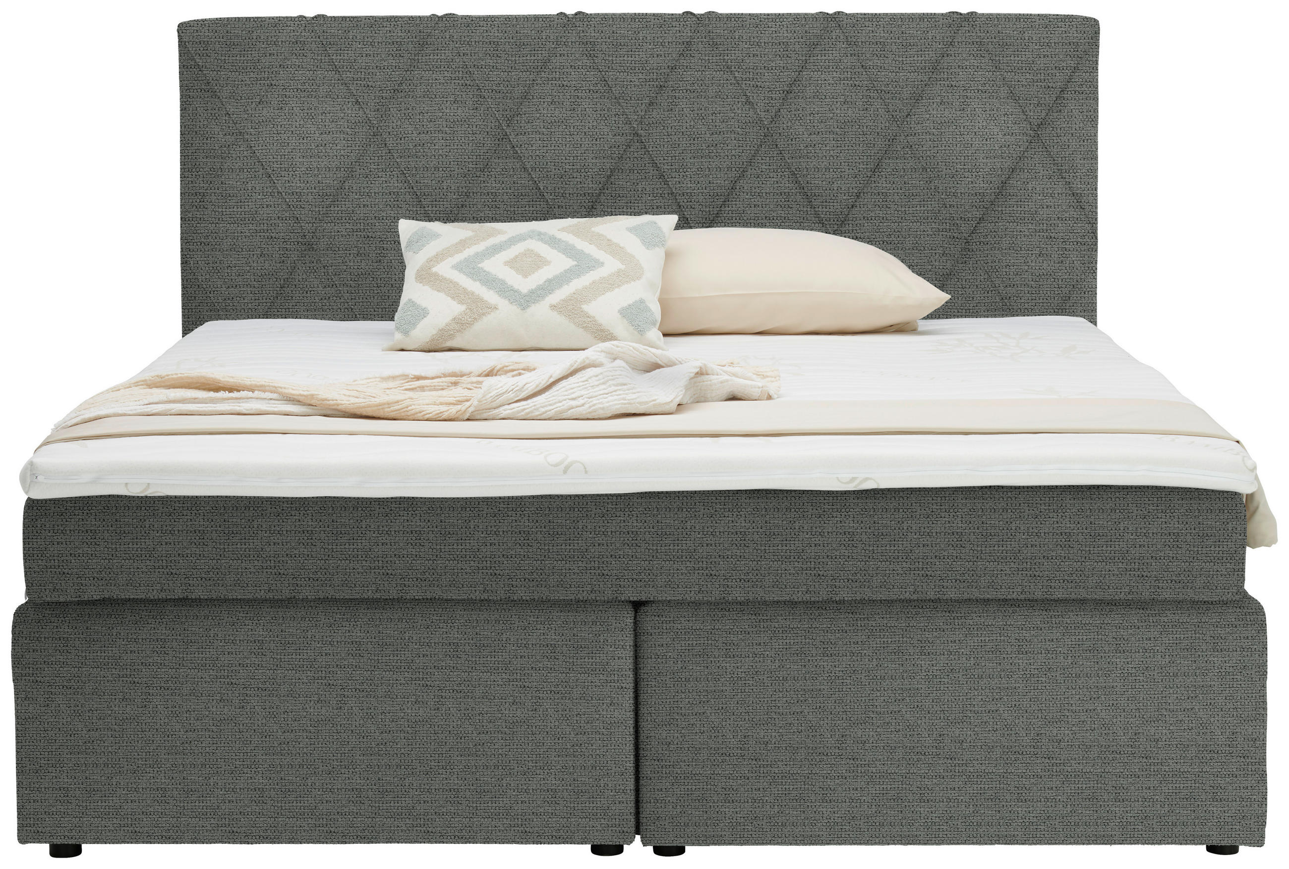 BOXSPRINGBETT 160/200 cm  in Grau  - Schwarz/Grau, Design, Holzwerkstoff/Kunststoff (160/200cm) - Xora
