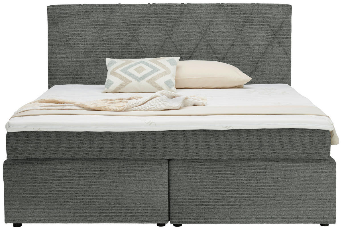BOXSPRINGBETT 180/200 cm  in Grau  - Schwarz/Grau, Design, Kunststoff/Textil (180/200cm) - Xora
