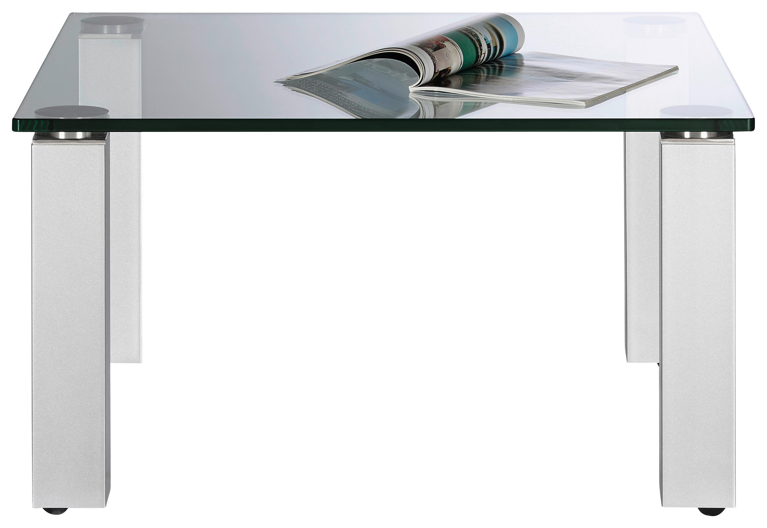 COUCHTISCH Sicherheitsglas 80/80/44 cm quadratisch Silberfarben  - Silberfarben, Basics, Glas/Kunststoff (80/80/44cm)