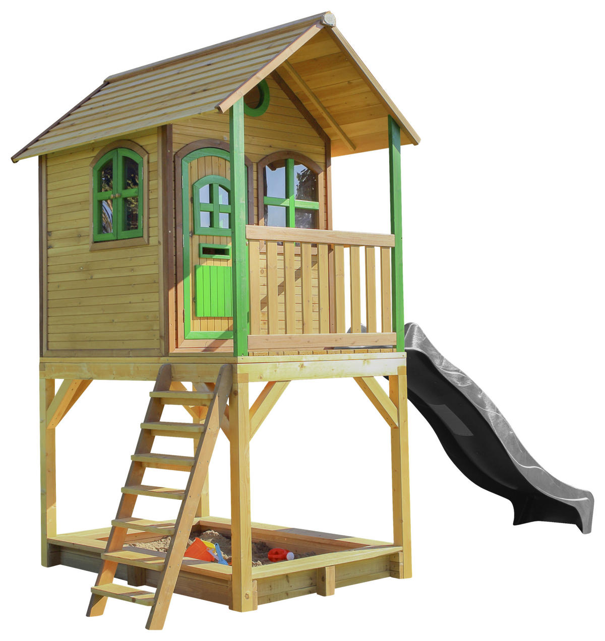 SPIELTURM 370/291/191 cm SPIELTURM SARAH  - Braun/Grau, KONVENTIONELL, Holz/Kunststoff (370/291/191cm) - Ambia Garden