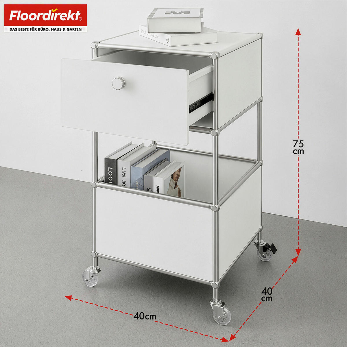 REGAL  40/75/40 cm Weiß  - Weiß, Basics, Metall (40/75/40cm) - Floordirekt