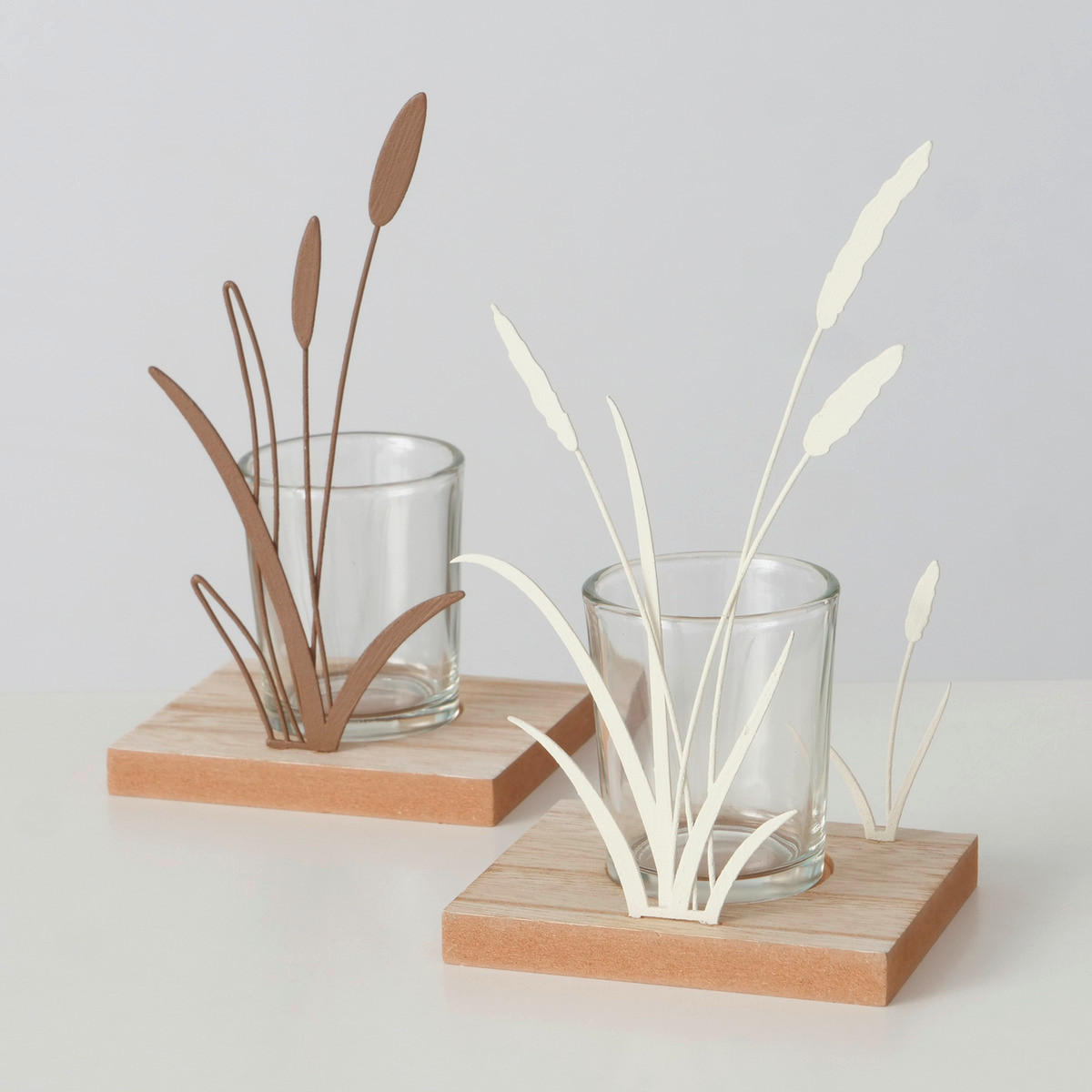 WINDLICHT - Creme/Braun, Basics, Glas/Holzwerkstoff (10/8/18,5cm)