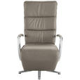 RELAXSESSEL in Leder Graubraun  - Chromfarben/Graubraun, Design, Leder/Metall (64/112/80cm) - Cantus