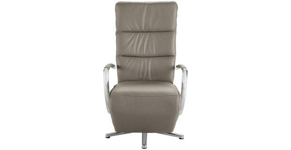 RELAXSESSEL in Leder Graubraun  - Chromfarben/Graubraun, Design, Leder/Metall (64/112/80cm) - Cantus