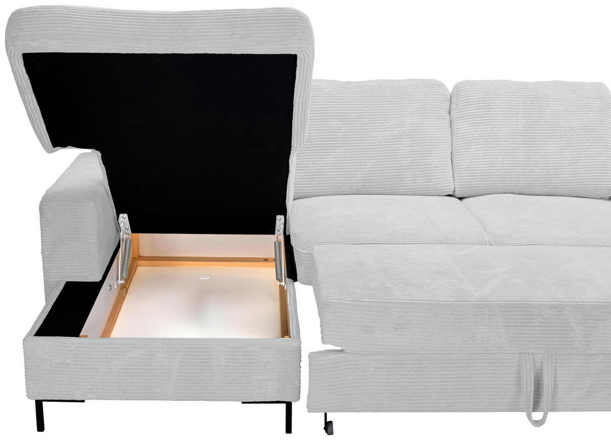 WOHNLANDSCHAFT Naturfarben Cord  - Schwarz/Naturfarben, KONVENTIONELL, Textil/Metall (148/303/197cm) - Carryhome
