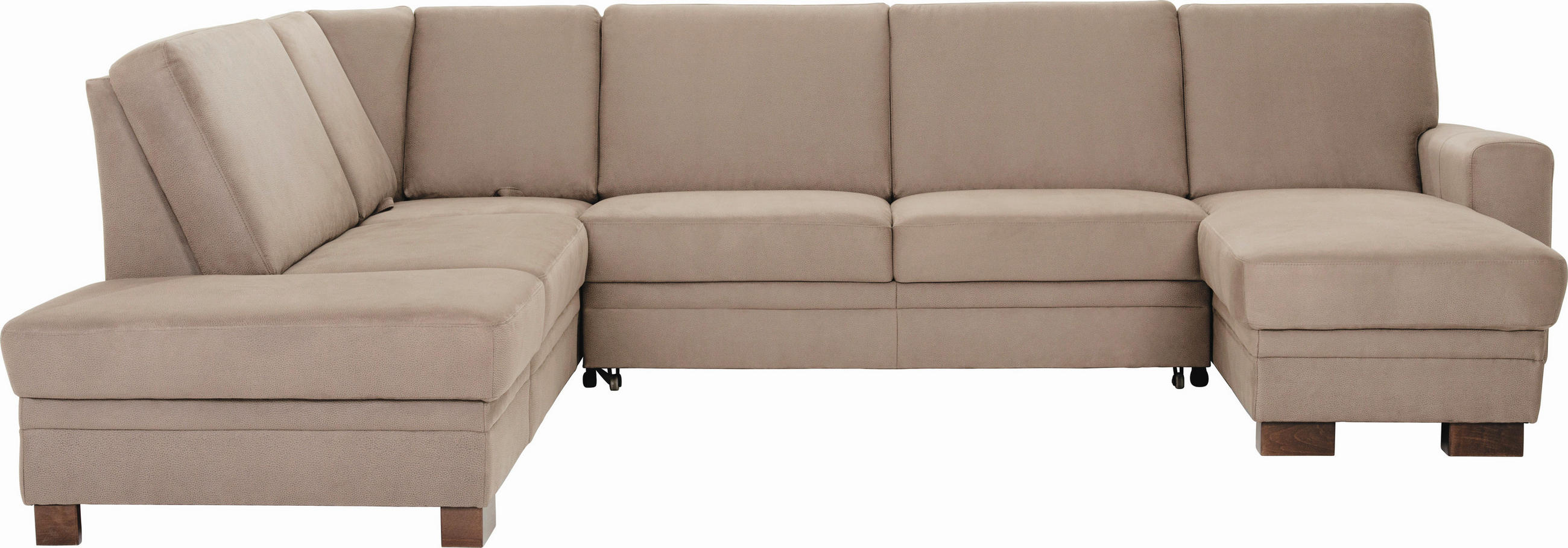 WOHNLANDSCHAFT Braun Flachgewebe  - Braun, Design, Holz/Textil (241/319/163cm) - Beldomo System