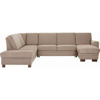 WOHNLANDSCHAFT Braun Flachgewebe  - Braun, Design, Holz/Textil (241/319/163cm) - Beldomo System