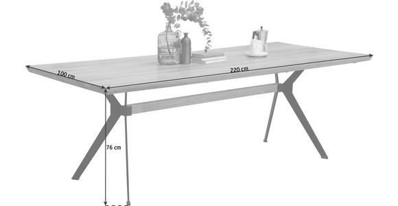 ESSTISCH in Holz 220/100/76 cm  - Eichefarben/Schwarz, Natur, Holz/Metall (220/100/76cm) - Linea Natura