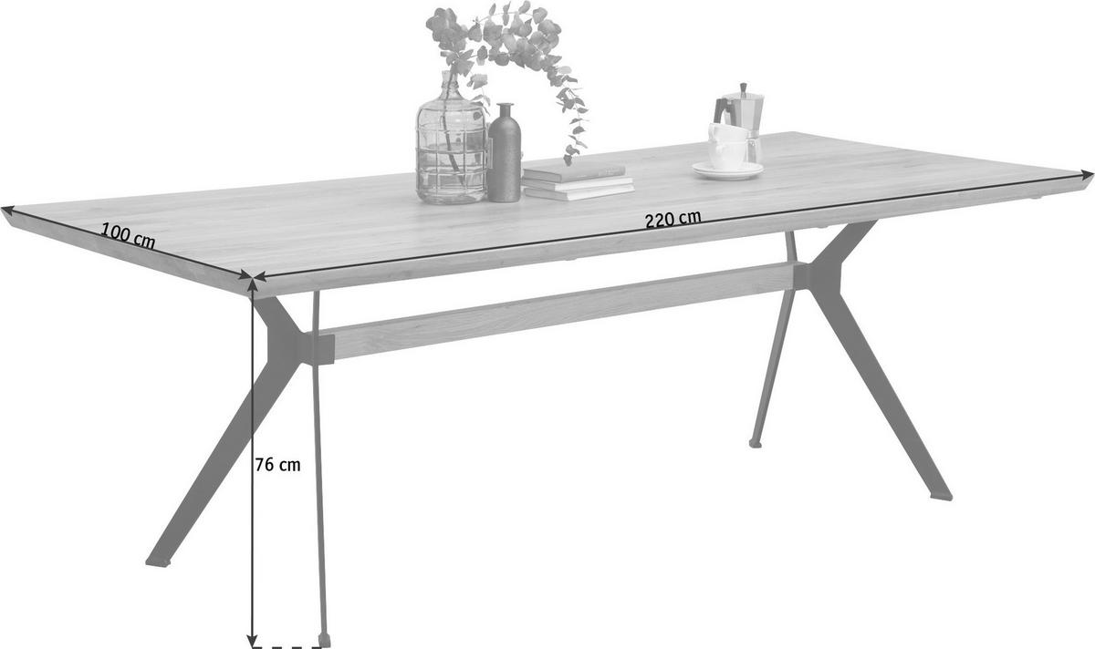 MATBORD i trä 220/100/76 cm   - svart/ekfärgad, Natur, metall/trä (220/100/76cm) - Linea Natura